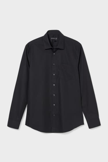 Hommes - Chemise de bureau - slim fit - col kent - noir