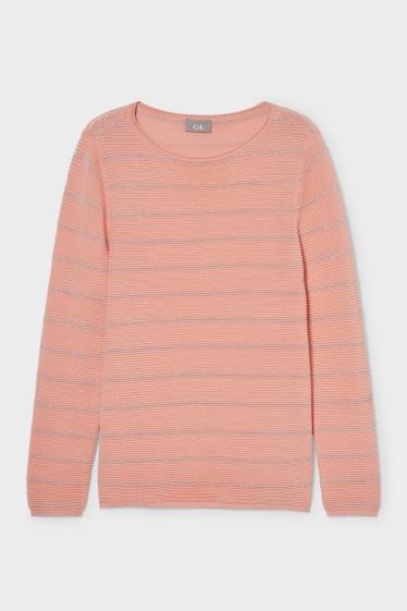 Femmes - Pull - rayé - orange clair