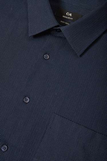 Hommes - Chemise de bureau - regular fit - col kent - facile à repasser - bleu foncé