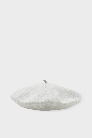 Women - Woollen beret - light gray-melange
