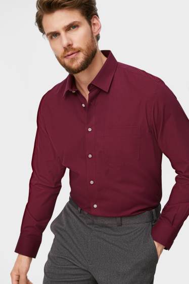 Herren - Businesshemd - Regular Fit - Kent - bügelleicht - dunkelrot