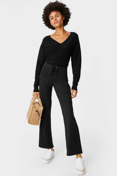Damen - Jersey-Hose - Straight Fit - schwarz