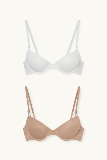 Femei - Multipack 2 buc. - sutien cu armătură - DEMI - vătuit - alb / bej