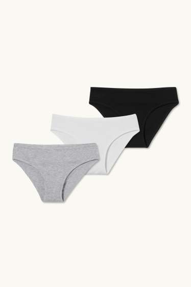 Enfants filles - Lot de 3 - culottes - blanc / noir