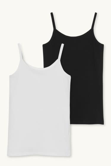 Enfants filles - Lot de 2 - maillots de corps - blanc / noir