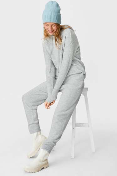Damen - Strickhose - hellgrau-melange