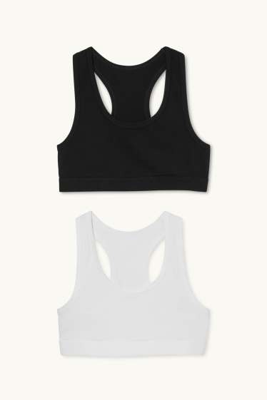 Enfants filles - Lot de 2 - brassières - blanc / noir