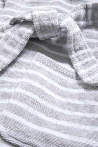 Enfants filles - Peignoir de bain en éponge à capuche - à rayures - gris clair chiné