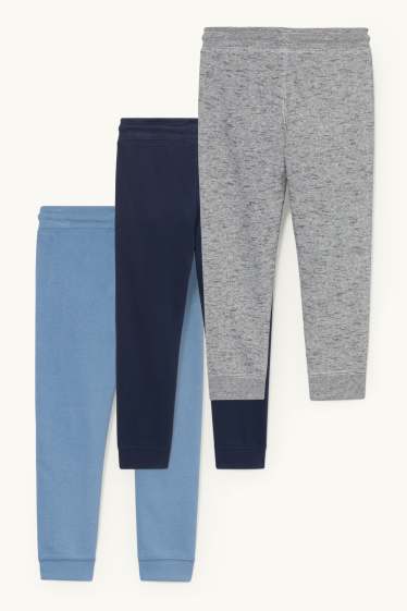 Kinderen: jongens - Set van 3 - joggingbroek - blauw / donkerblauw