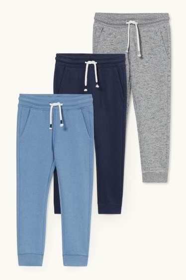Kinderen: jongens - Set van 3 - joggingbroek - blauw / donkerblauw