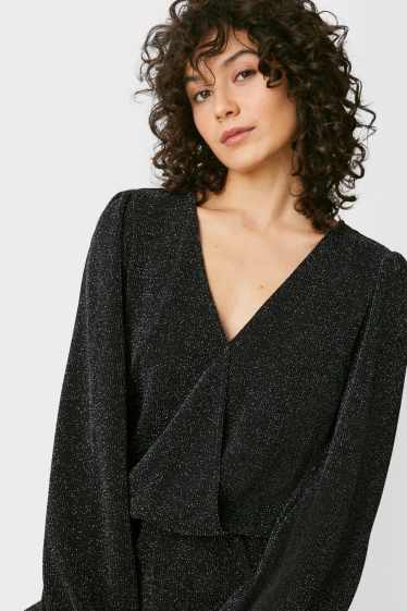 Damen - Jumpsuit - glänzend - schwarz