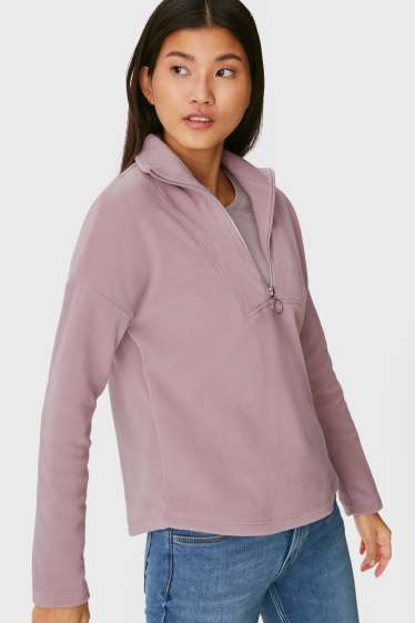 Damen - Basic-Fleece-Pullover - hellviolett