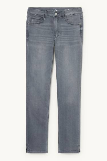 Dames - Slim jeans - mid waist - jog denim - jeansgrijs
