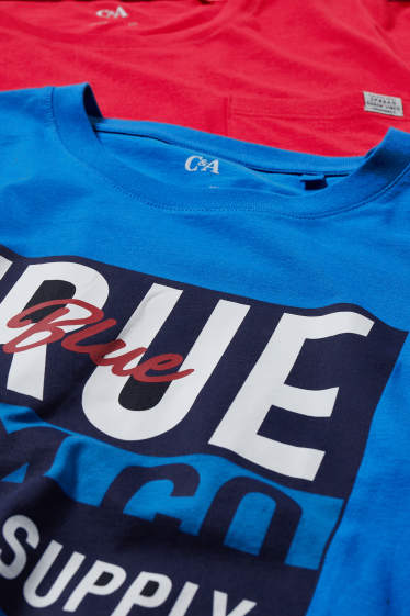Uomo - Confezione da 2 - t-shirt - rosso / blu