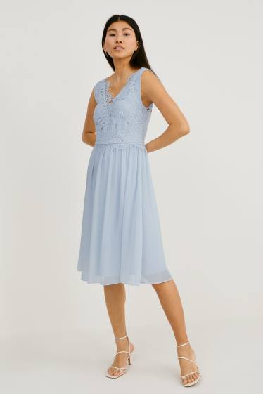 Damen - Fit & Flare Kleid - festlich - hellblau
