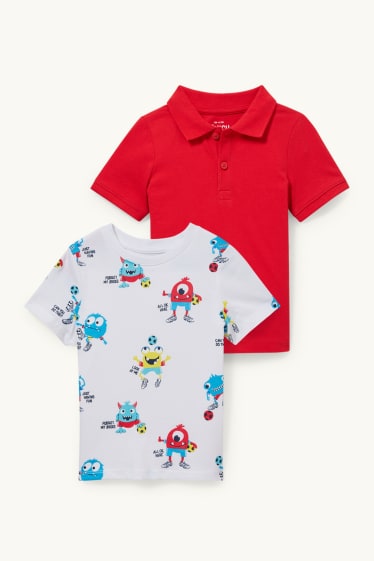 Niños - Set - polo y camiseta de manga corta - 2 piezas - rojo