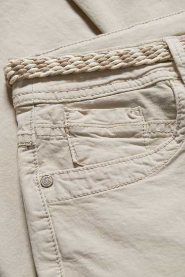 Damen - Hose mit Gürtel - Slim Fit - taupe