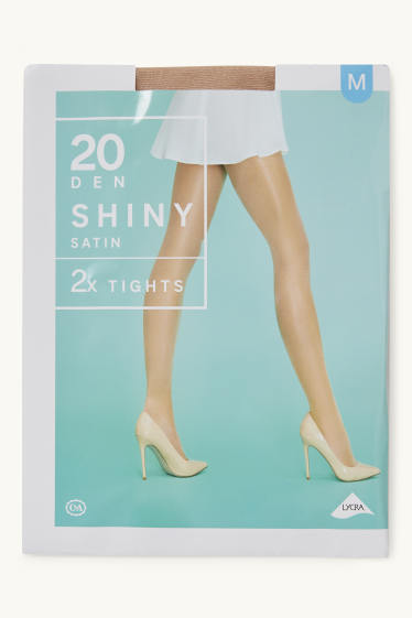 Dames - Set van 2 - panty - 20 DEN - beige