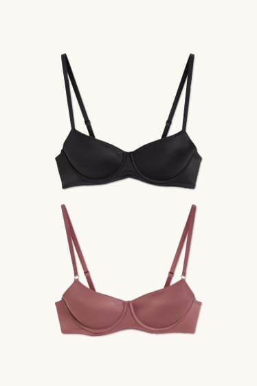 Damen - Multipack 2er - BH mit Bügel - FULL COVERAGE - wattiert - bordeaux