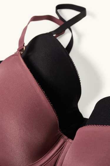 Damen - Multipack 2er - BH mit Bügel - FULL COVERAGE - wattiert - bordeaux