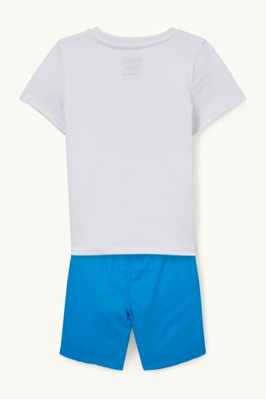 Kinderen: jongens - Set - T-shirt en korte broek - 2-delig - wit / blauw