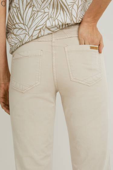 Damen - Hose mit Gürtel - Slim Fit - taupe