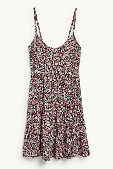 Damen - CLOCKHOUSE - A-Linien Kleid - geblümt - schwarz