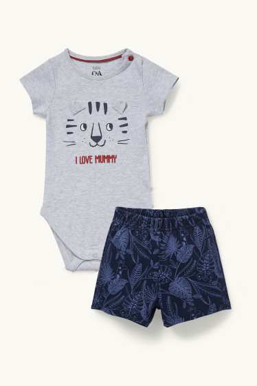 Baby Jungen - Baby-Shorty-Pyjama - 2 teilig - grau
