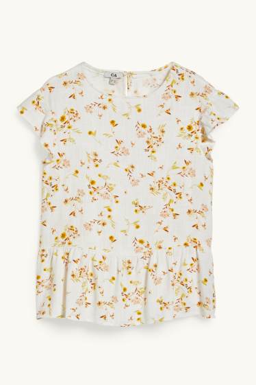 Women - Blouse - floral - white