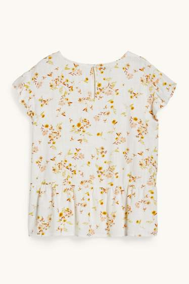 Women - Blouse - floral - white