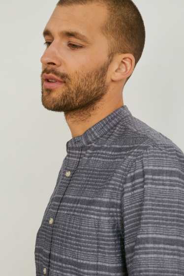Herren - Hemd - Regular Fit - Stehkragen - dunkelgrau