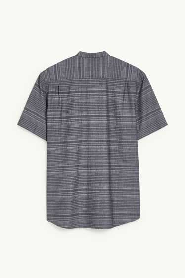 Herren - Hemd - Regular Fit - Stehkragen - dunkelgrau