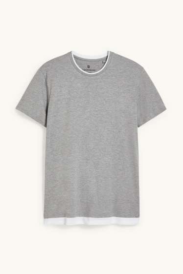 Herren - CLOCKHOUSE - T-Shirt - 2-in-1-Look - grau-melange