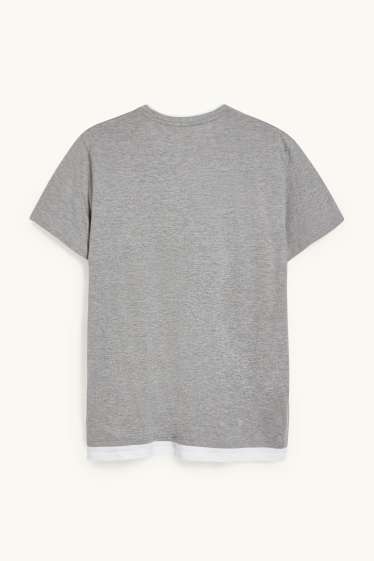Herren - CLOCKHOUSE - T-Shirt - 2-in-1-Look - grau-melange
