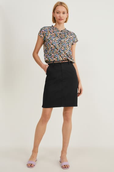 Dames - Rok met riem - zwart