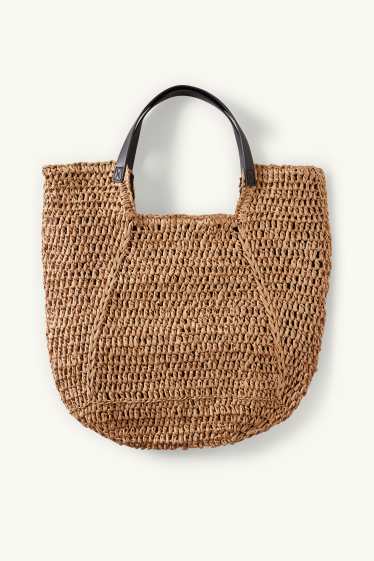 Women - Straw shopper - light brown