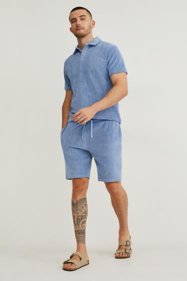 Men - Terry cloth sweat shorts - blue