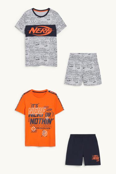 Copii - Băieți - Multipack 2 buc. - NERF - pijama scurtă - 4 piese - portocaliu neon
