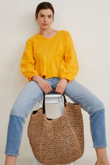 Women - Straw shopper - light brown