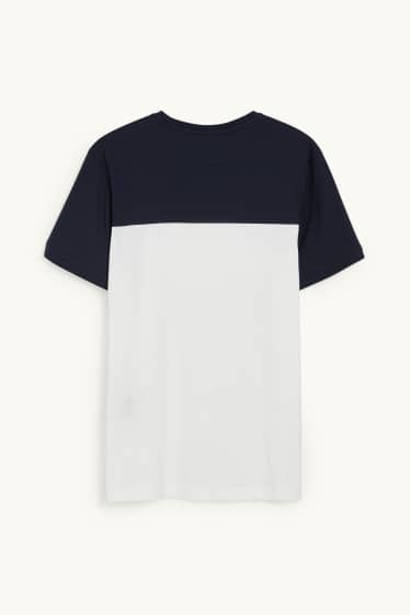 Men - T-shirt - dark blue / white