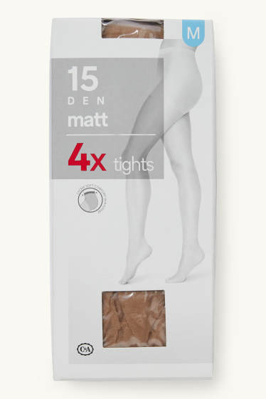 Damen - Multipack 4er - Feinstrumpfhose - 15 DEN - beige