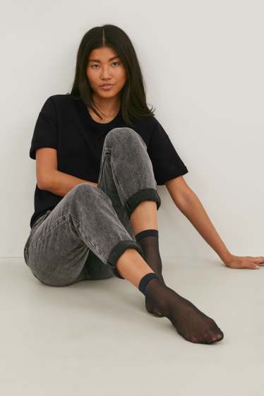 Women - Multipack of 6 - sheer ankle-highs - 20 denier - black