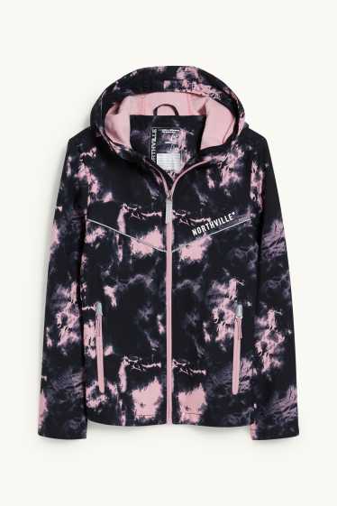 Enfants filles - Veste softshell à capuche - noir / rose