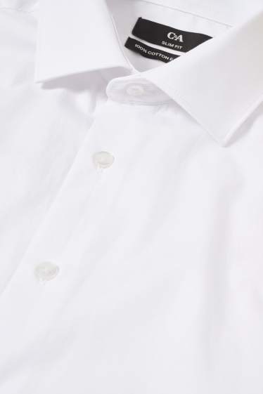 Herren - Businesshemd - Slim Fit - Cutaway - bügelleicht - weiß