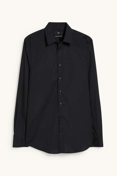Heren - Business-overhemd - slim fit - kent - gemakkelijk te strijken - zwart