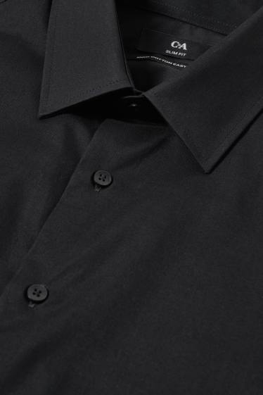 Heren - Business-overhemd - slim fit - kent - gemakkelijk te strijken - zwart