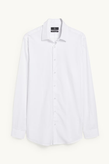 Hommes - Chemise de bureau - slim fit - col kent - facile à repasser - blanc