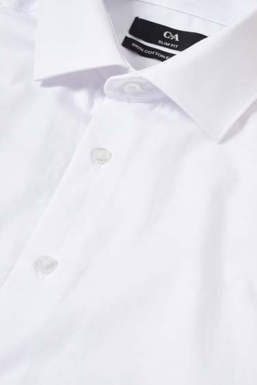 Hommes - Chemise de bureau - slim fit - col kent - facile à repasser - blanc