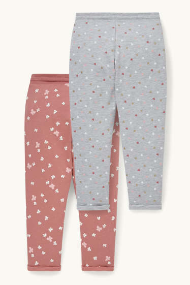 Kinderen: meisjes - Set van 2 - joggingbroek - licht grijs-mix