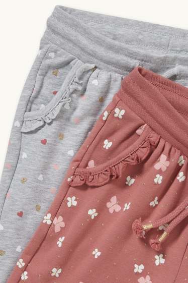Kinderen: meisjes - Set van 2 - joggingbroek - licht grijs-mix
